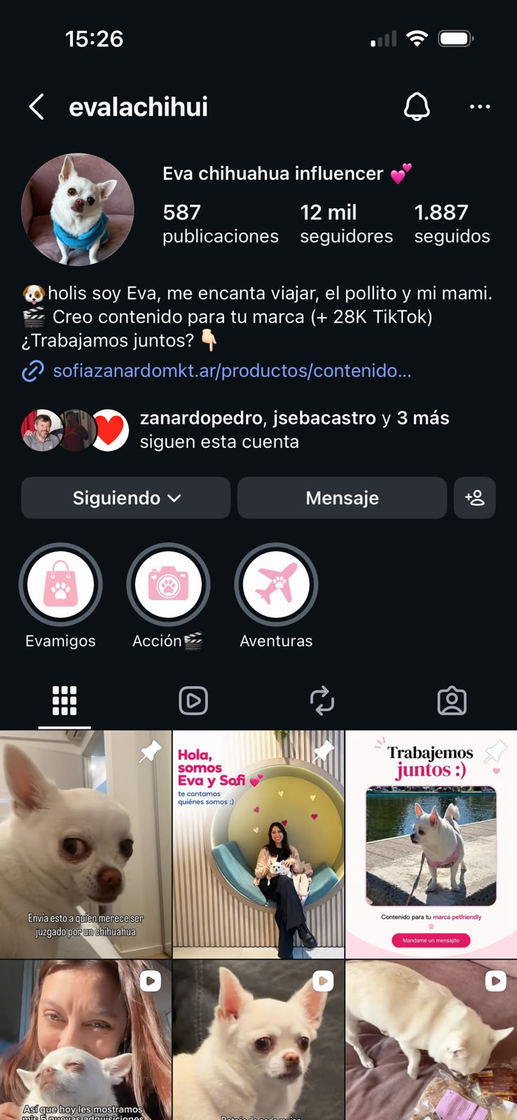 Perfil de Instagram de Eva la Chihui